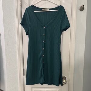 Liberty Love Deep Teal Button-Down Dress